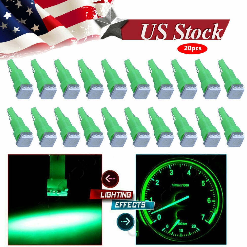 20X T5 0.5W Green Led 1-5050SMD Dashboard Dash Gauge Instrument Panel Light 2721