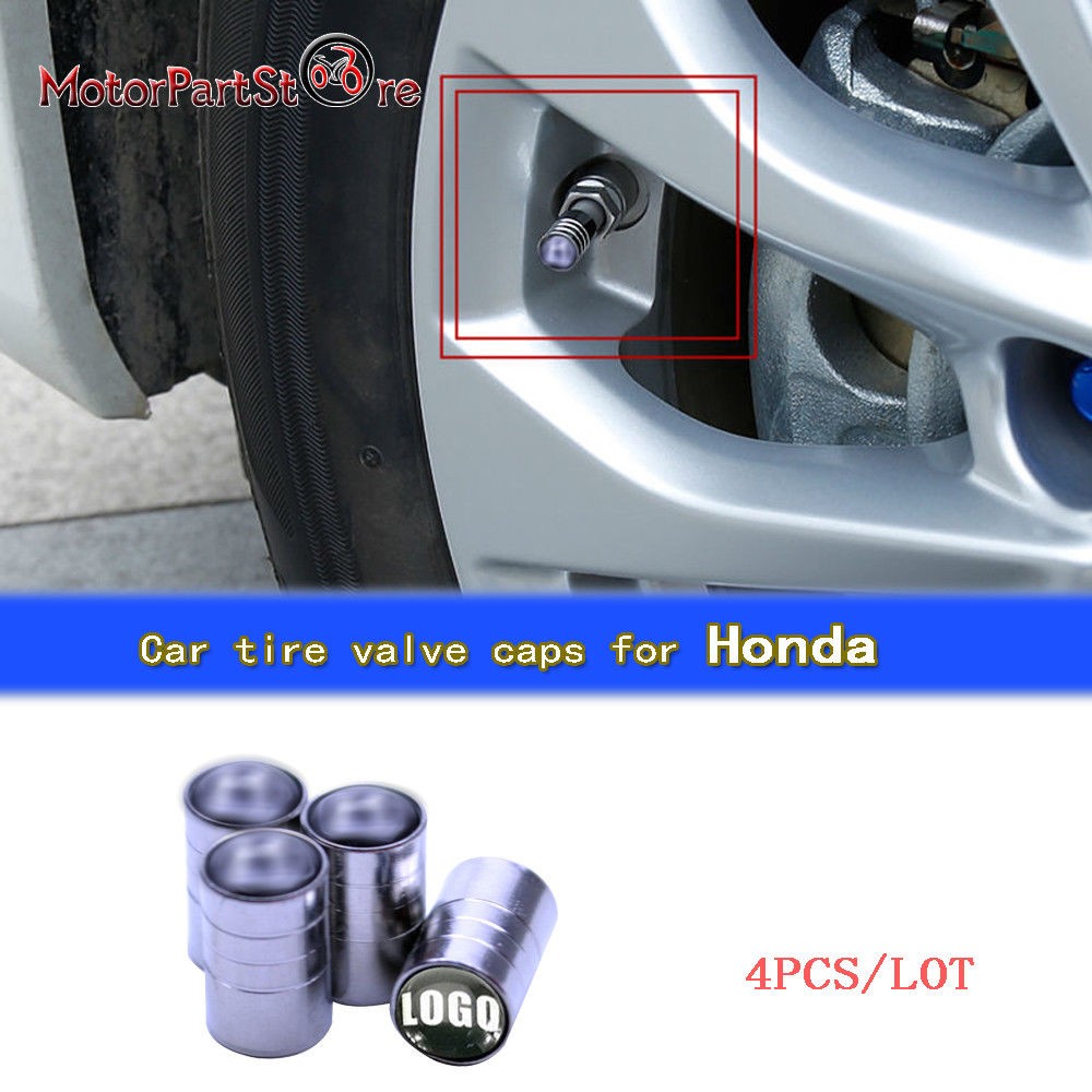 Silver Car Wheel Tyre Tire Air Valve Caps Stem Cover With For Honda Emblem