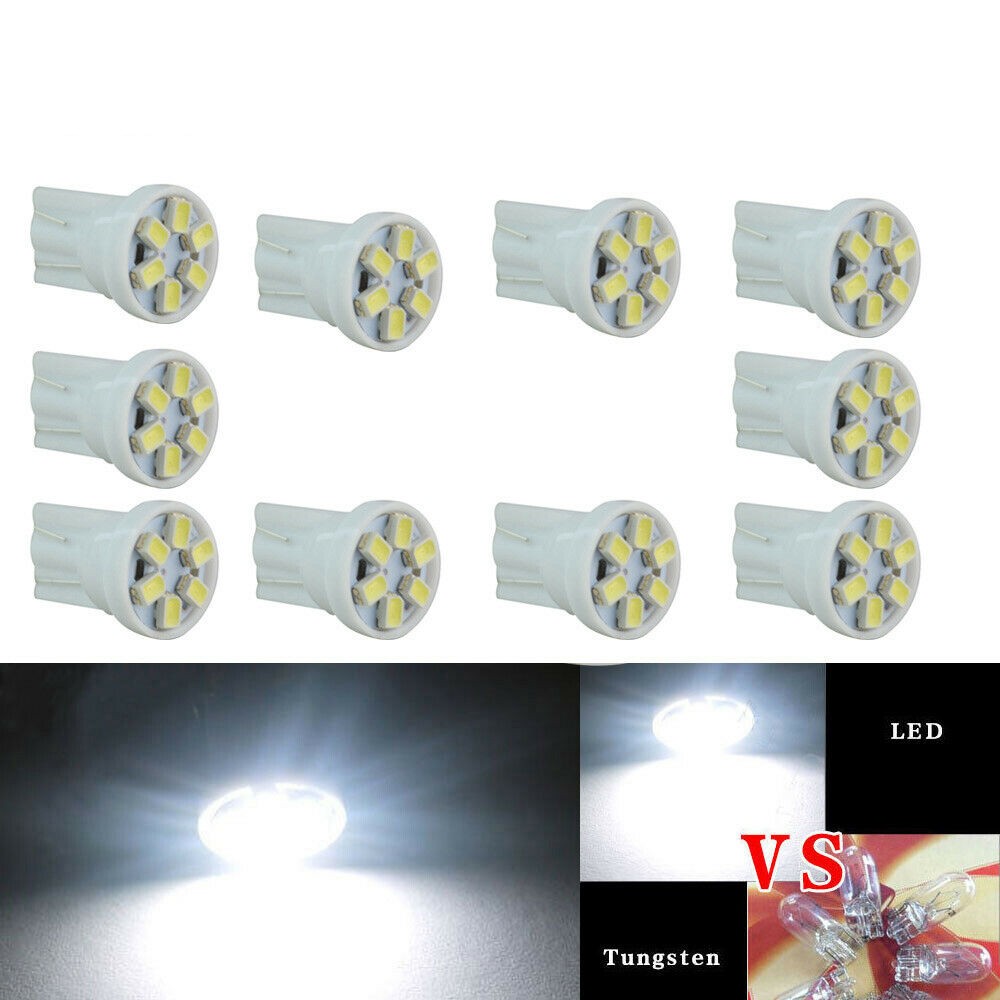 10xT10 194 White LED Bulb Instrument Panel Cluster Dash Light Twist Lock Socket