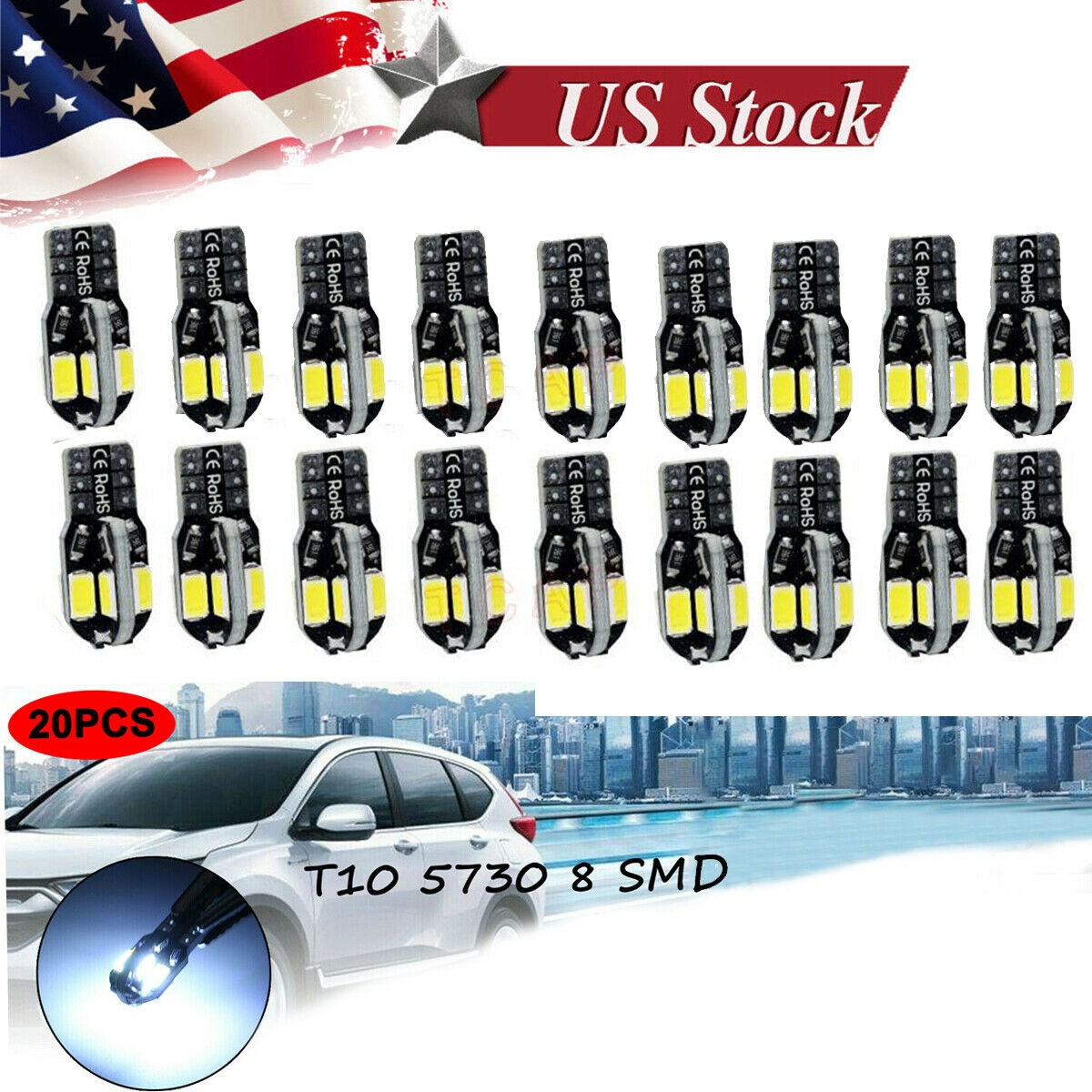 Canbus T10 194 168 W5W 5730 8 LED SMD White Car Side Wedge Light Lamp Bulb