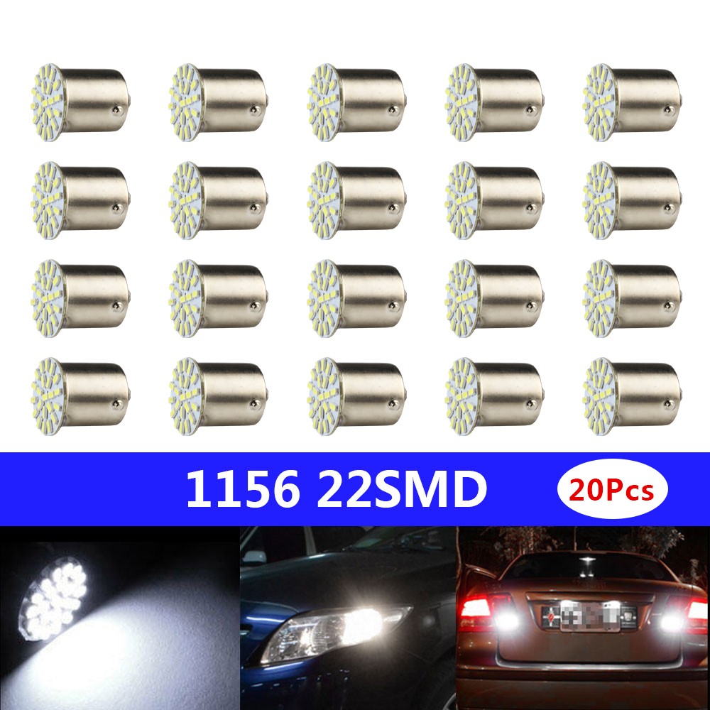 20pcs Super White 1156 BA15S LED Bulbs DRL22-SMD Daytime Running Tail Light Lamp