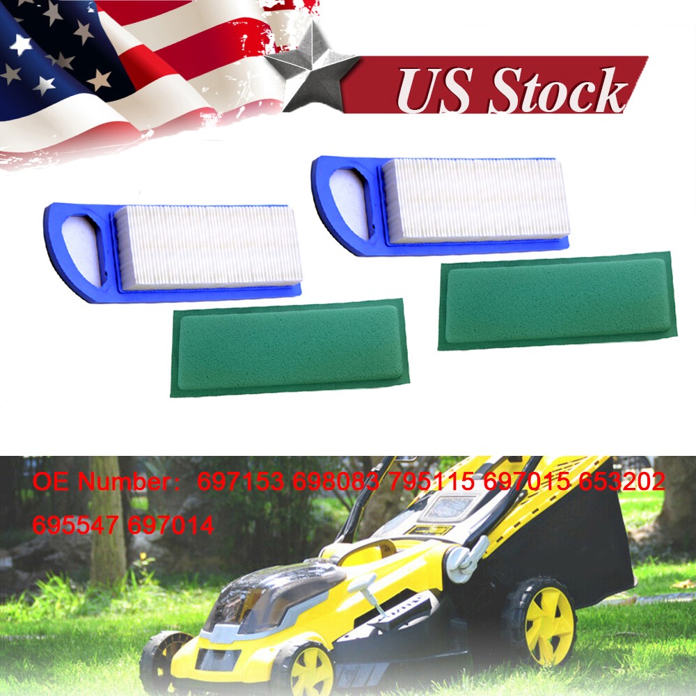 2 Packs Lawn Air Filter For B & S 697153 795115 794422 698083 697015 697014