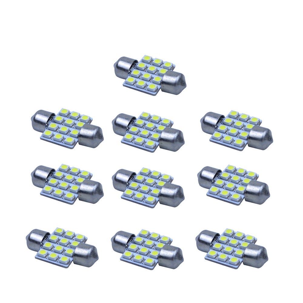 10 PCS 31mm 12 LED SMD Festoon Dome Light lamp Car Bulbs White 3021 3022 DE3175