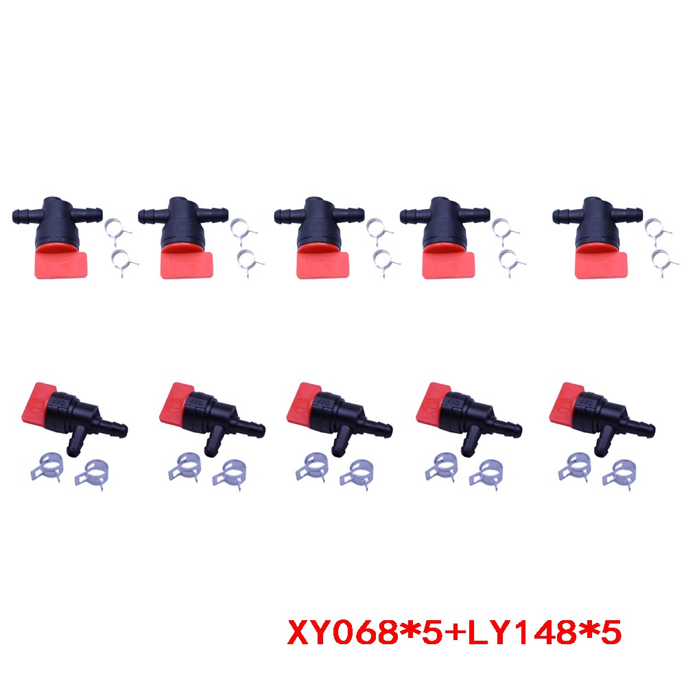 10 X 1/4" InLine Straight & 90 Degree Gas Fuel Cut off Shut Off Valve W / Clamps