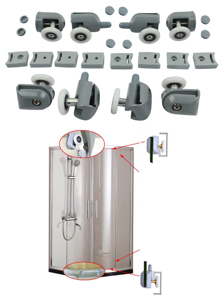 8x Twin Sliding Shower Door Top Upper Bottom Rollers Runners Pulleys Wheels 25mm