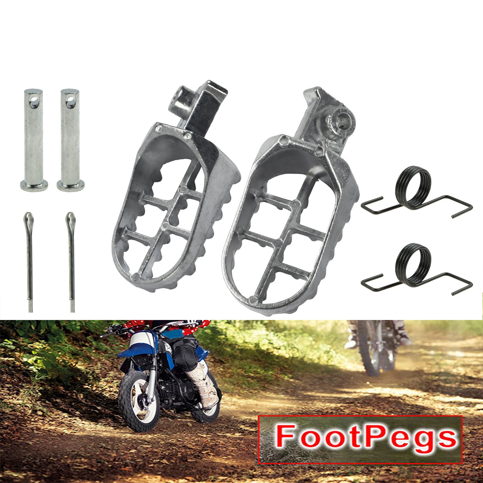 SILVER Foot Peg For Yamaha TTR50E TTR90 TW200 WR200 250 WR500 XT225 XT250 XT350