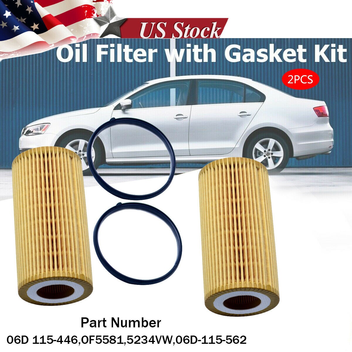 2XEngine Oil Filter Cartridge f 05-13 Audi VW Volkswagen 2.0L 2.5L A4 Jetta Golf