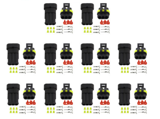 10Sets 3 Pin Way Sealed Waterproof Electrical Wire Connector Plug Car Auto Kit