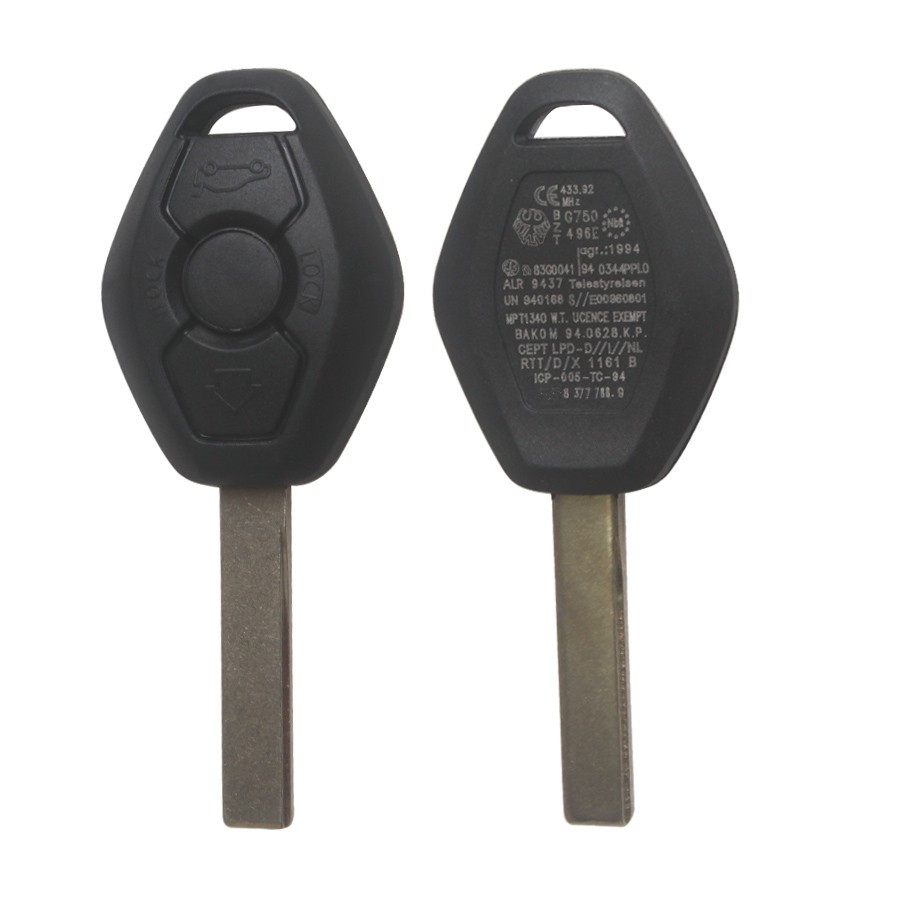 Key Shell 3 Button 2 Track (Back Side with the Words 433.92MHZ) For BMW