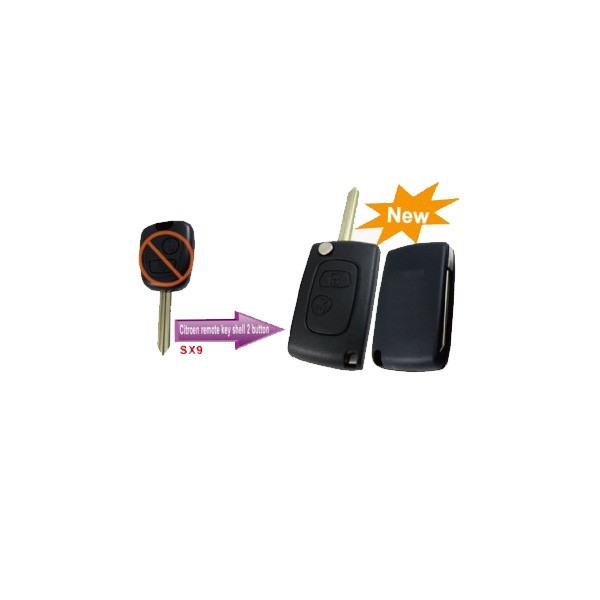 Modified Flip Remote Key Shell 2 Button SX9 for Citroen