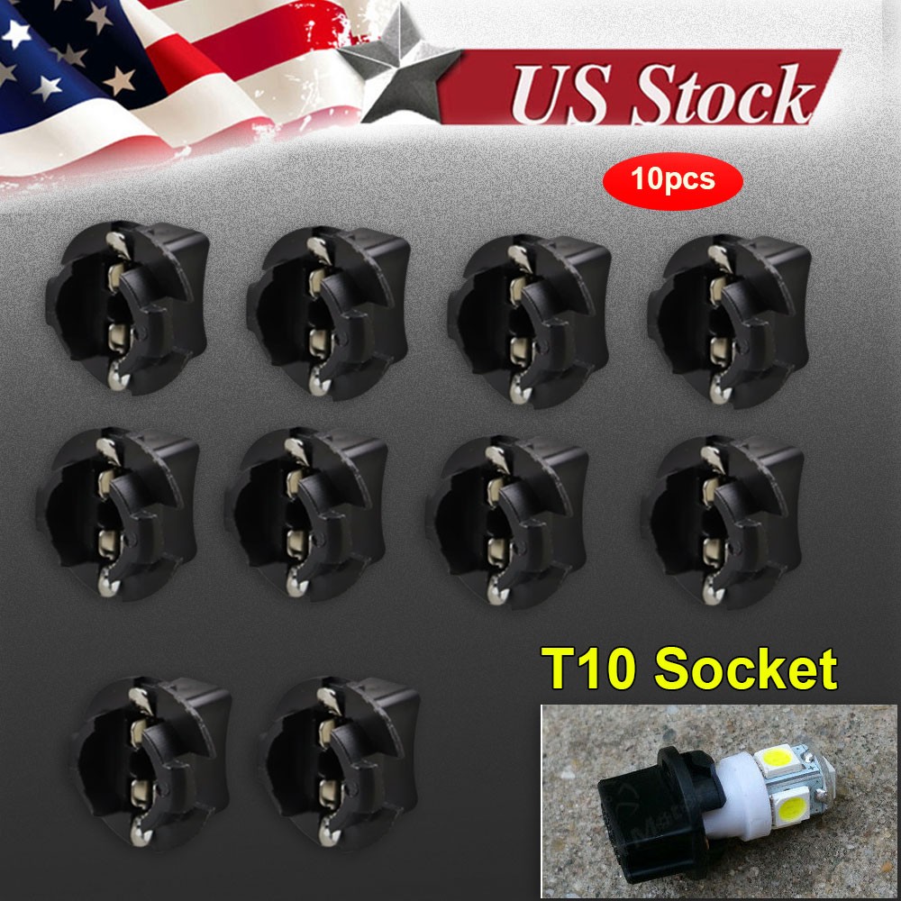 10 Pcs T10 Socket Twist Lock Wedge Instrument Panel Dash Light Bulb Base 192 168