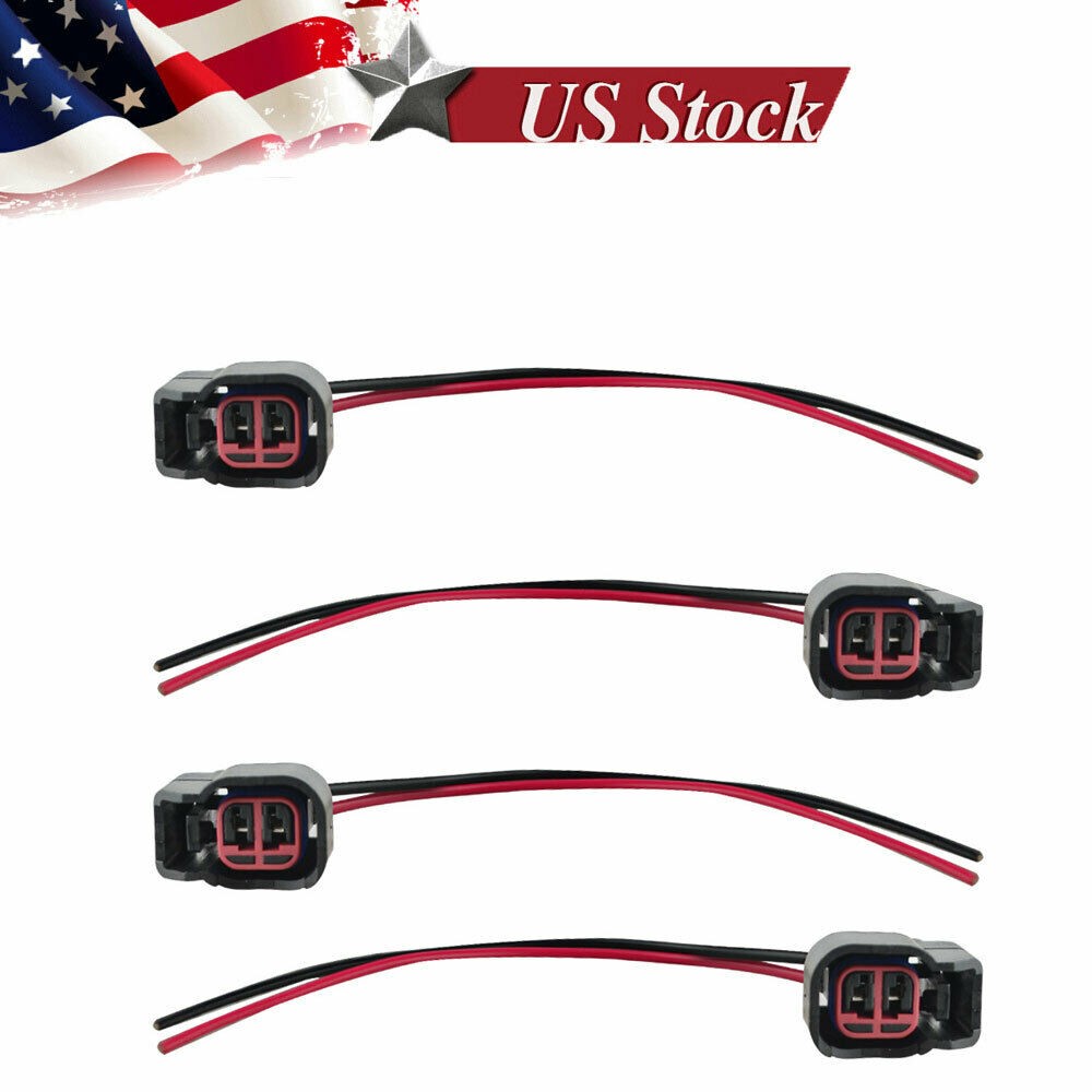4X Ev6 Ev14 Uscar Fuel Injector Pigtail Connectors Fit Ford Chevy Dodge Fast Ls2