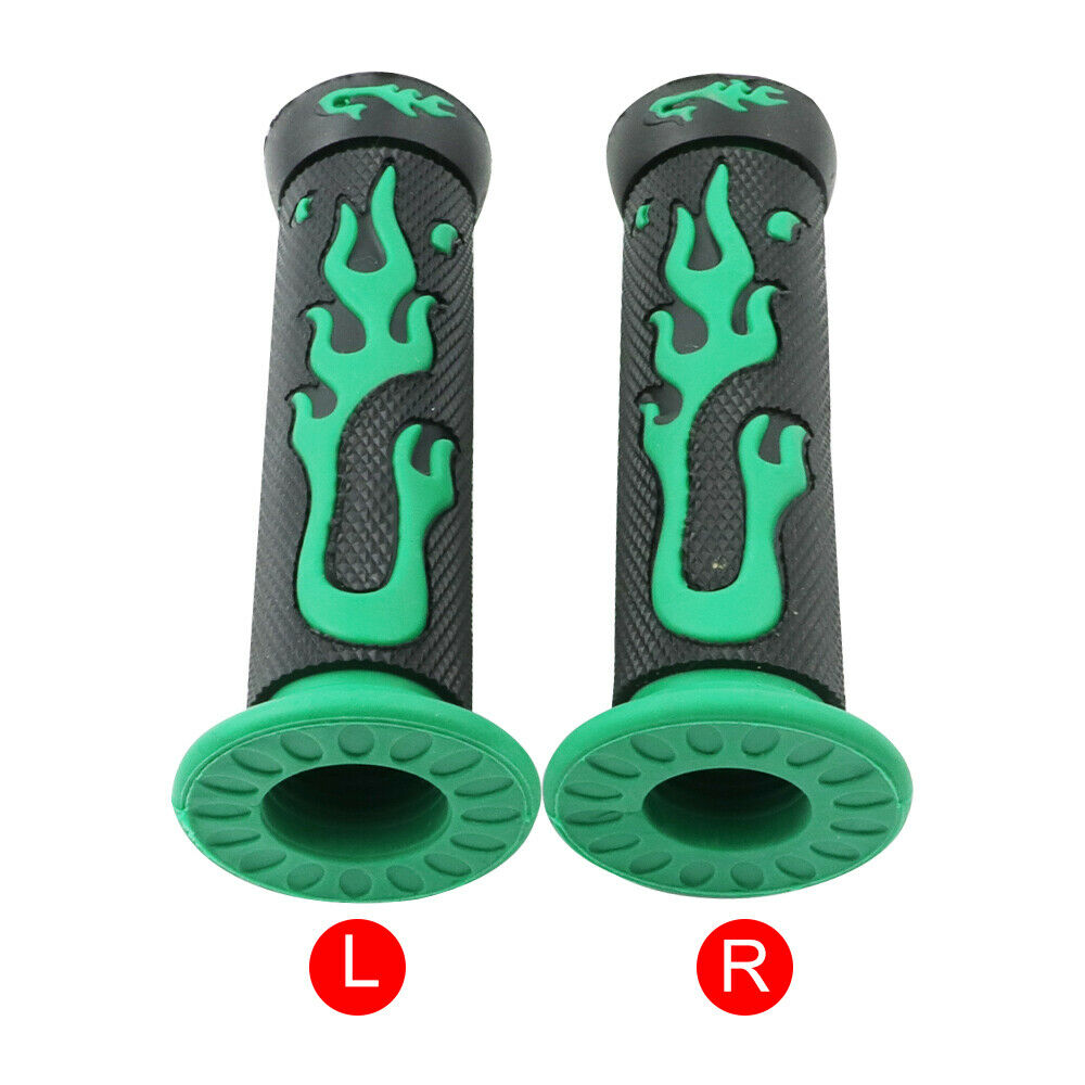 Green Flame Hand Grips 7/8" For Kawasaki KLX KX KL 110 125 140 250 300 450 650