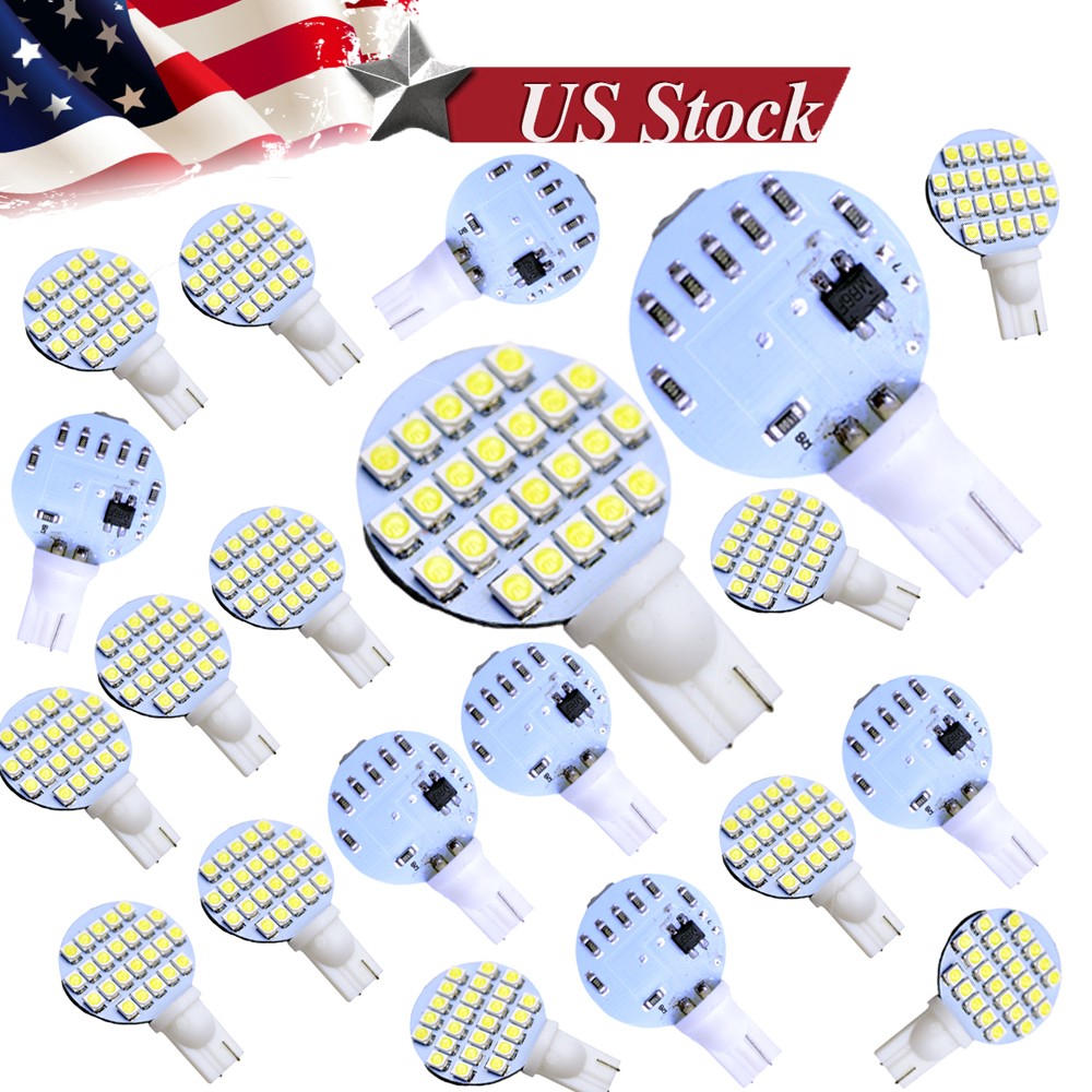 20x Super Bright DC12V T10 921 168 6000k White RV Interior 24SMD LED Light Bulb