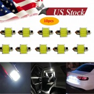 10Pcs 31Mm 12 Smd Cob Led T10 6W White Light Car Interior Dome Lamp Bulbs De3175