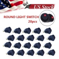 Red 20X Dc 12V 20A On/Off Led Dot Round Rocker Toggle Switch Car Boat Light