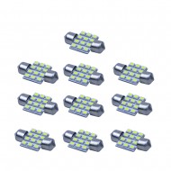 10 PCS 31mm 12 LED SMD Festoon Dome Light lamp Car Bulbs White 3021 3022 DE3175