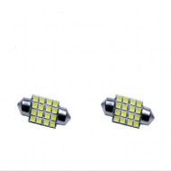 2 x 36mm(1.50") 16 SMD Super Bright White LED Bulb 6411 6413 6418 C5W