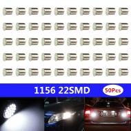 50x 1156 BA15S P21W 1129 1206 22-SMD Car White LED Tail Signal Light Lamp Bulb