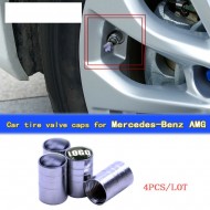 Silver Car Wheel Tire Air Valve Caps Stem Cover With FOR AMG Emblem Decoration