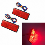 2PC Red Motorcycle Truck LED Light Rectangle Reflector Tail Brake Marker Trailer